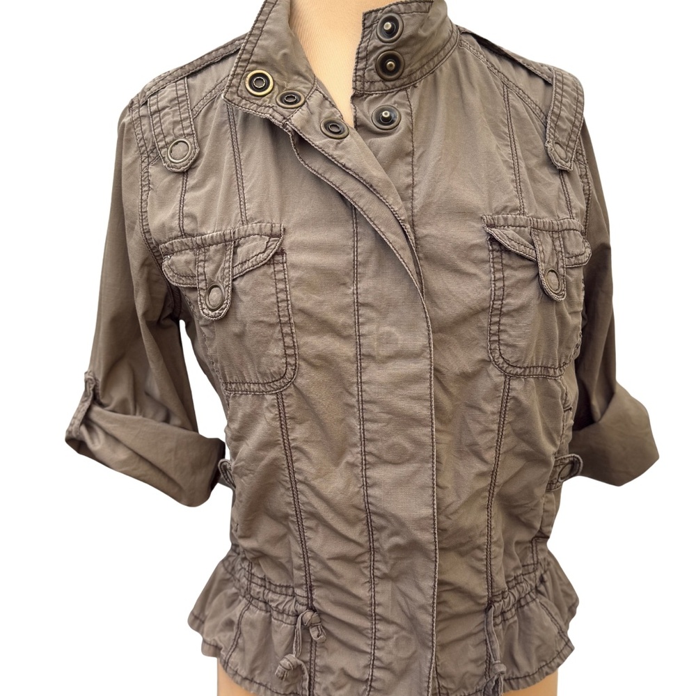 Fall Military Lightweight Full Zip Jacket in olive green cotton